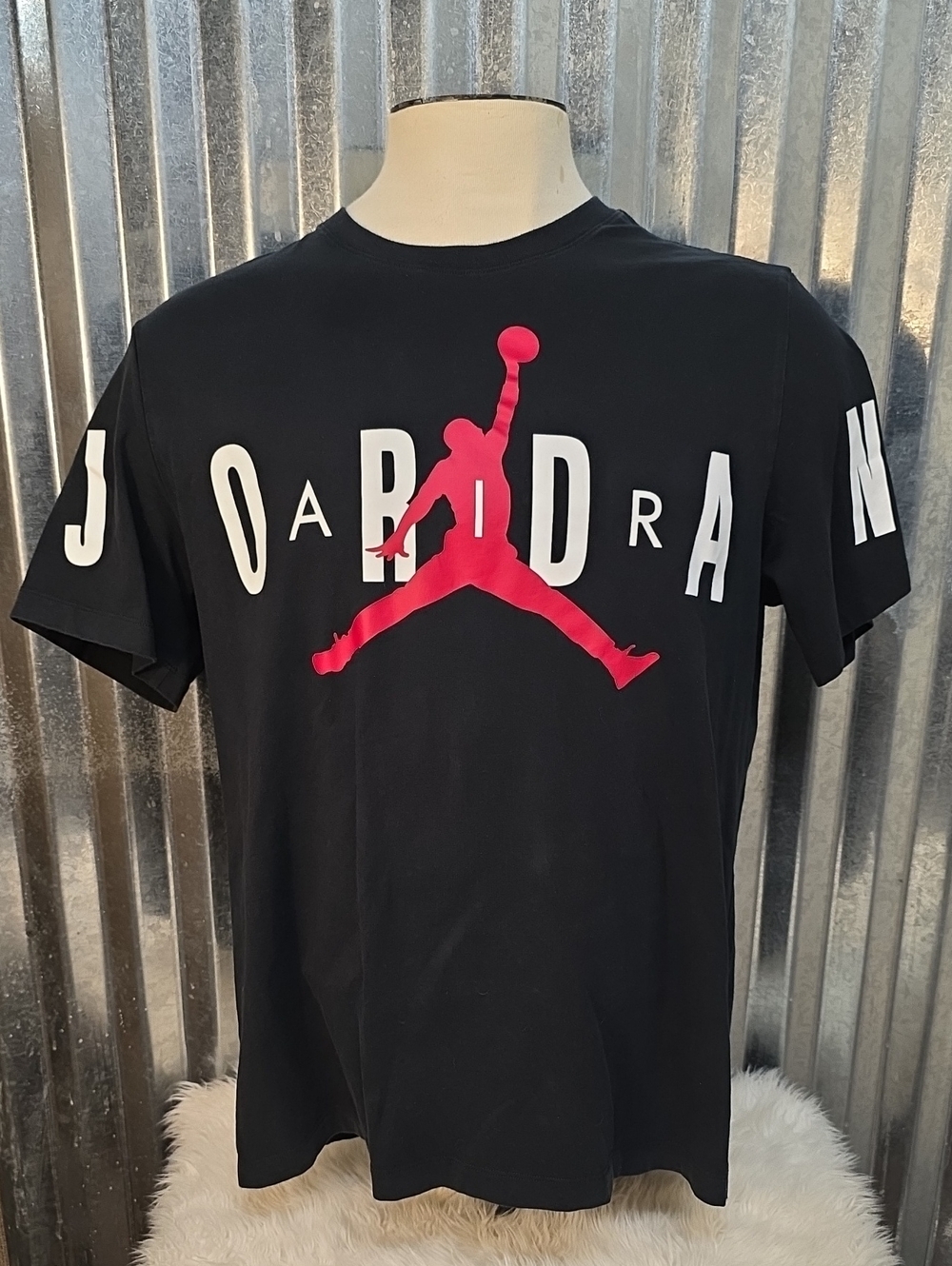 Jordan Black Tee with Red Jumpman and White Lettering